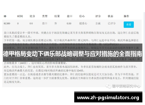 德甲格局变动下俱乐部战略调整与应对措施的全面指南 德甲格局变动下俱乐部战略调整与应对措施的全面指南