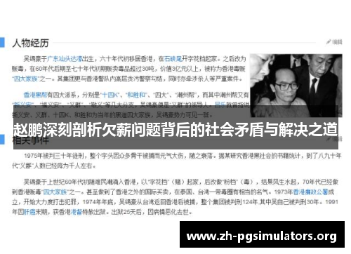 赵鹏深刻剖析欠薪问题背后的社会矛盾与解决之道 赵鹏深刻剖析欠薪问题背后的社会矛盾与解决之道